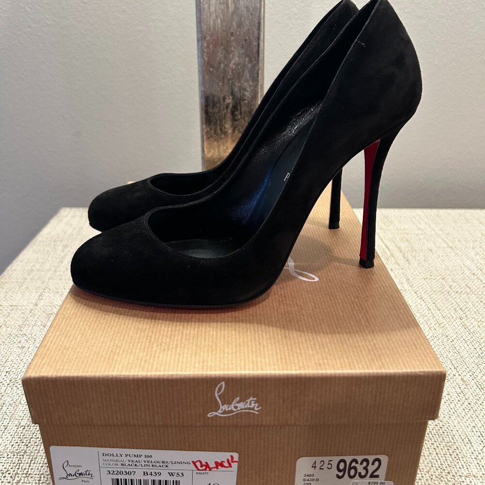 Christian Louboutin Dolly 100 MM Black Suede Pumps - Picture 4 of 7